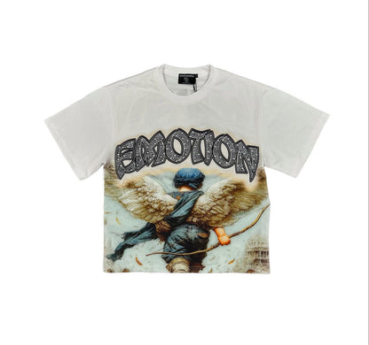 Mixed emotion arch angel white tee
