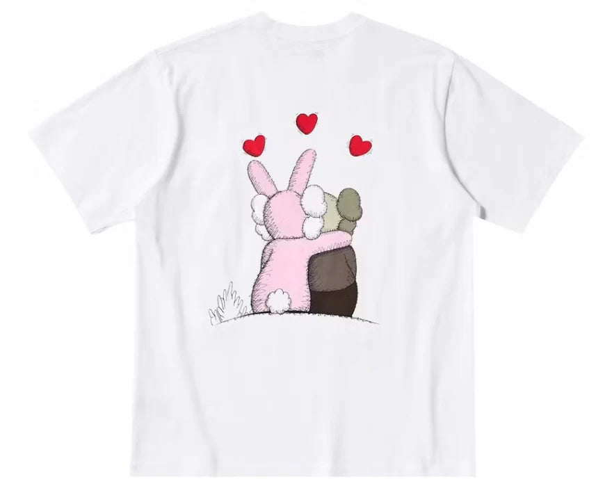 Kaws White Pink Heart Uniqlo Heart Tee