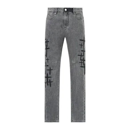 RTA Grey Clouted Mist Cross Jeans