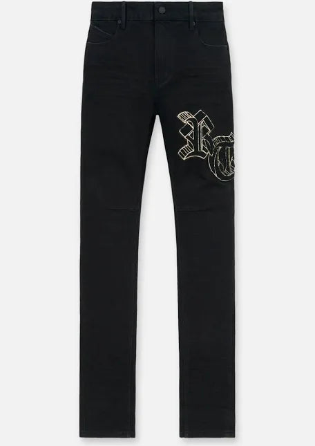 RTA Black Gold OG Patch Skinny Jeans