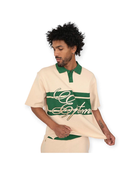 EPTM Green Beige Kora Polo Top Tee