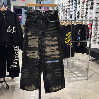 Vale Black Trashed Denim Jeans