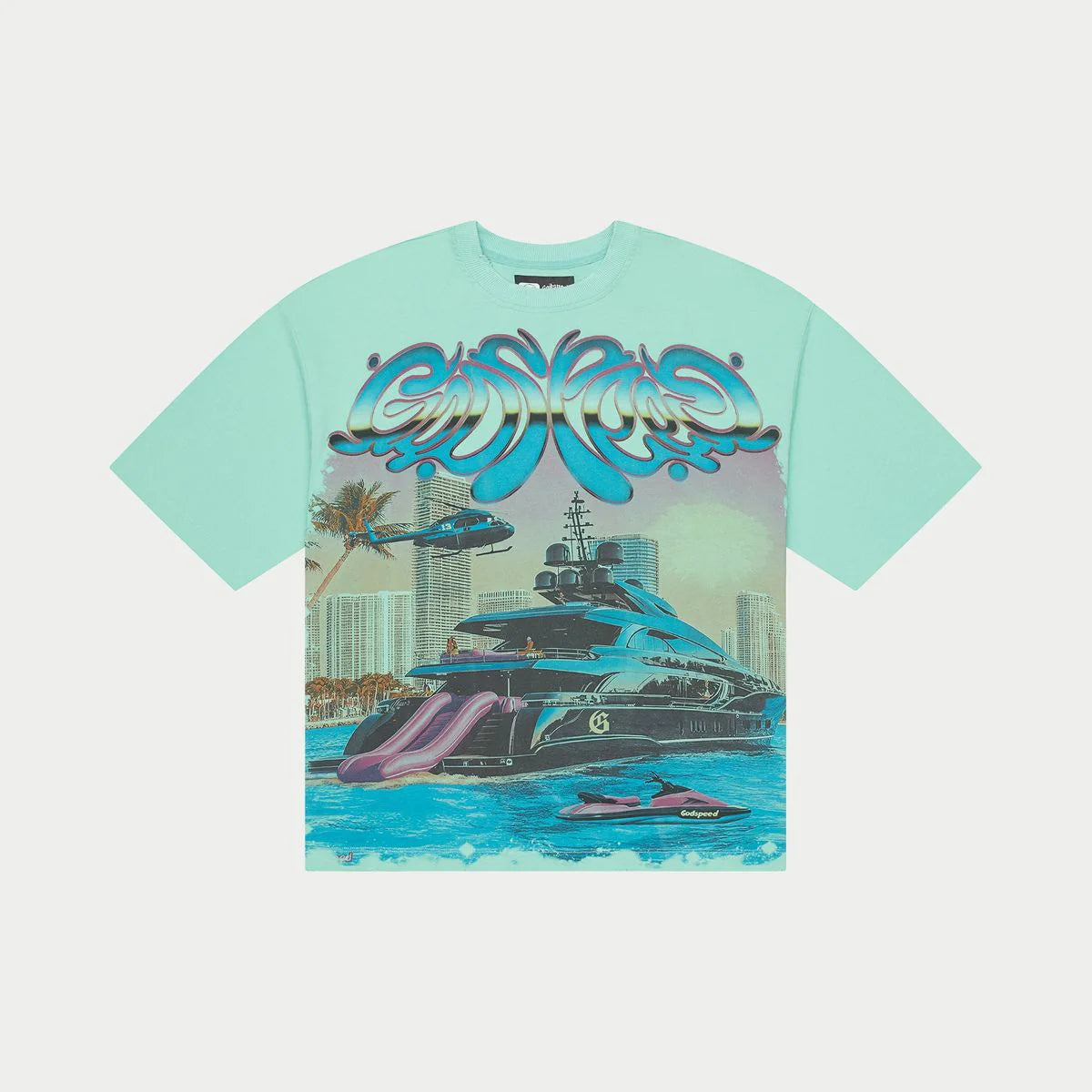 God speed mint green yacht party tee