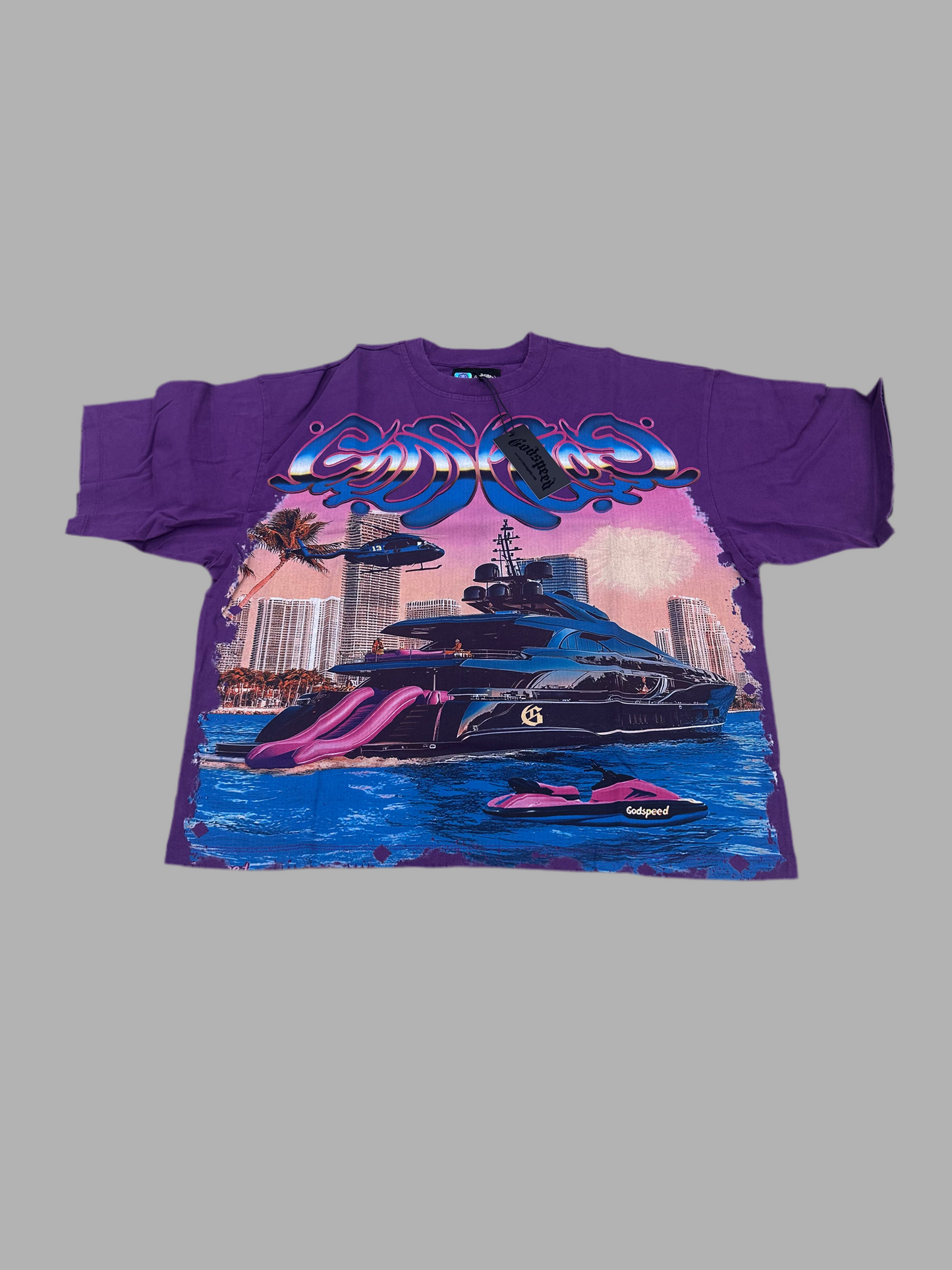 Godspeed purple yacht party tee