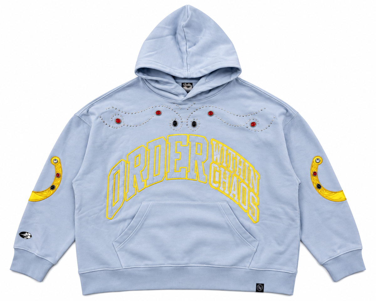 OWC Blue Yellow Rhinestone Hoodie