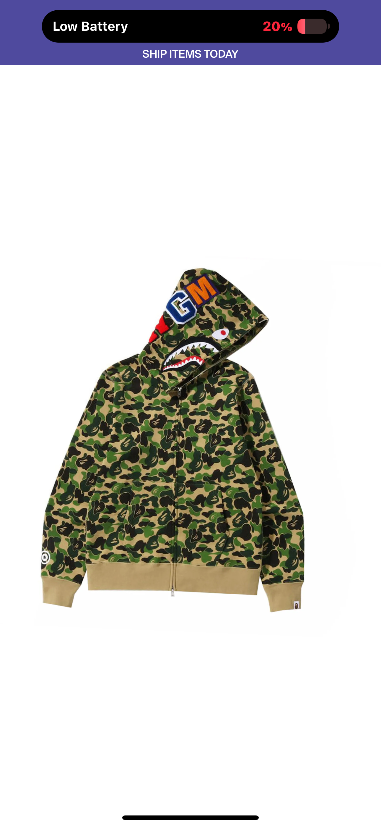 Bape #12 Shark Full Zip Hoodie Green