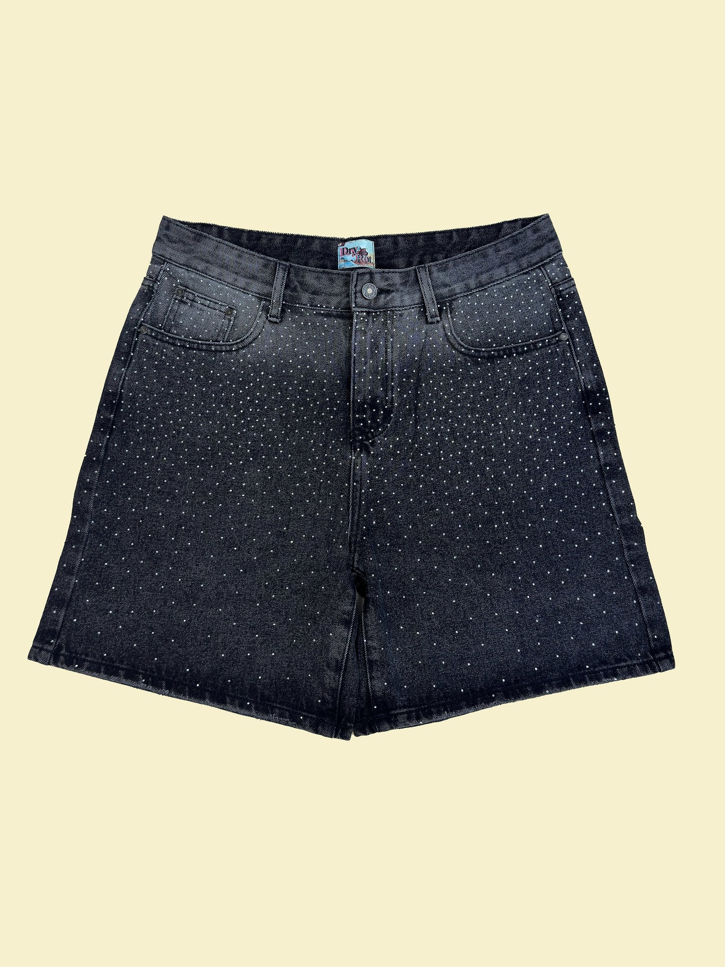 Dry Rot Black Rhinestone Jean Shorts