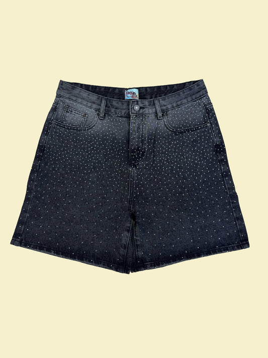 Dry Rot Black Rhinestone Jean Shorts
