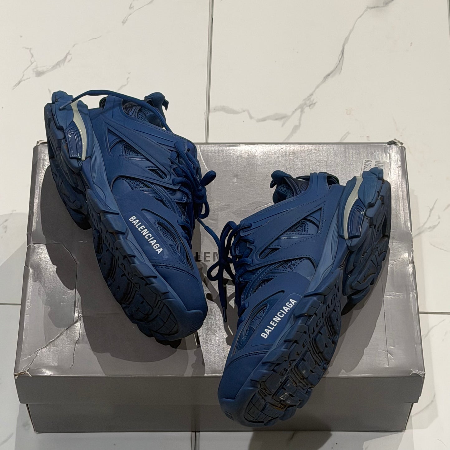 Balenciaga LED Blue Tracks Used With Box & Bags