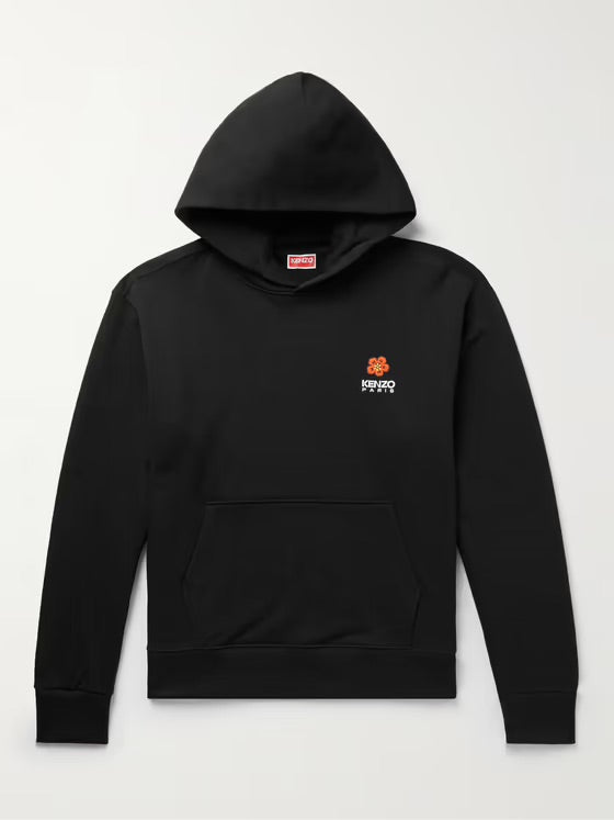 Kenzo Black Hoodie Embroidered Logo