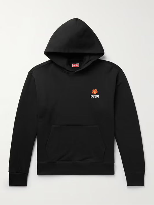 Kenzo Black Hoodie Embroidered Logo